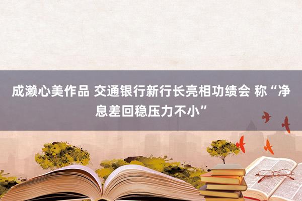 成濑心美作品 交通银行新行长亮相功绩会 称“净息差回稳压力不小”