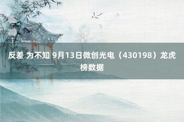 反差 为不知 9月13日微创光电（430198）龙虎榜数据