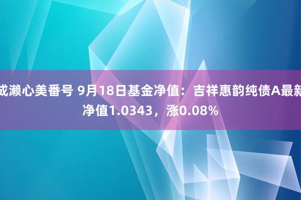 成濑心美番号 9月18日基金净值：吉祥惠韵纯债A最新净值1.0343，涨0.08%