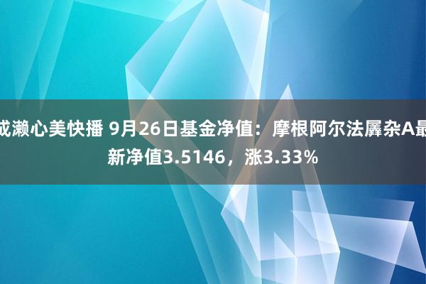 成濑心美快播 9月26日基金净值：摩根阿尔法羼杂A最新净值3.5146，涨3.33%