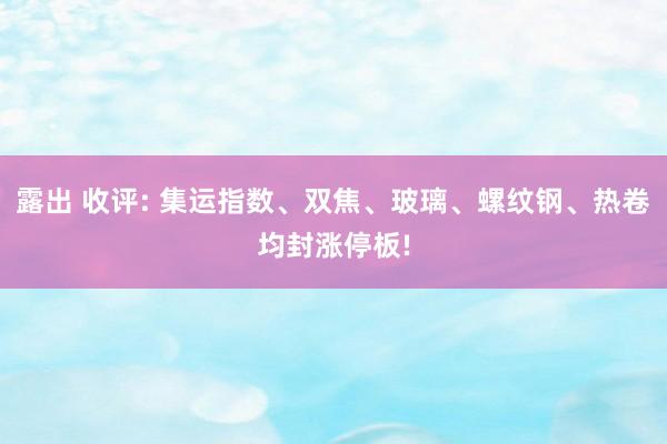 露出 收评: 集运指数、双焦、玻璃、螺纹钢、热卷均封涨停板!