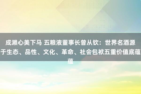 成濑心美下马 五粮液董事长曾从钦：世界名酒源于生态、品性、文化、革命、社会包袱五重价值底蕴