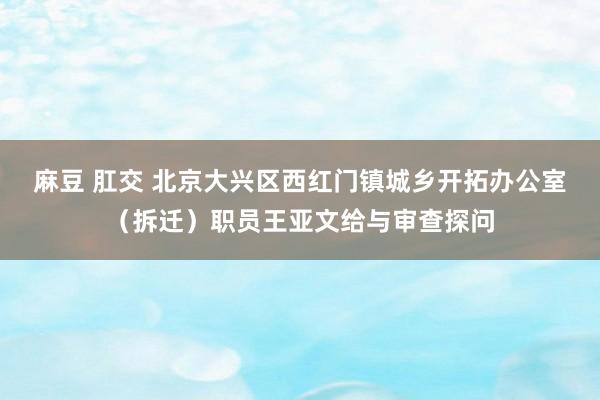 麻豆 肛交 北京大兴区西红门镇城乡开拓办公室（拆迁）职员王亚文给与审查探问