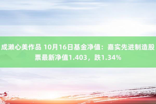 成濑心美作品 10月16日基金净值：嘉实先进制造股票最新净值1.403，跌1.34%