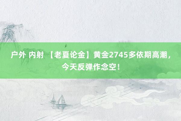 户外 内射 【老夏论金】黄金2745多依期高潮，今天反弹作念空！