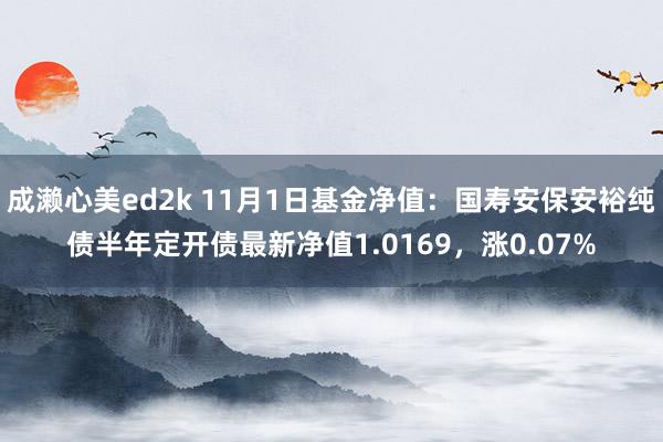 成濑心美ed2k 11月1日基金净值：国寿安保安裕纯债半年定开债最新净值1.0169，涨0.07%