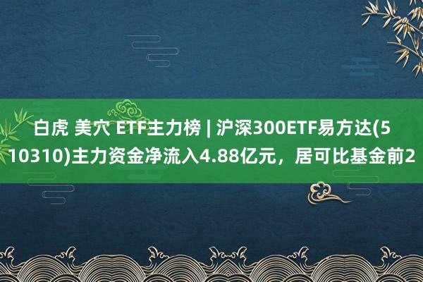 白虎 美穴 ETF主力榜 | 沪深300ETF易方达(510310)主力资金净流入4.88亿元，居可比基金前2