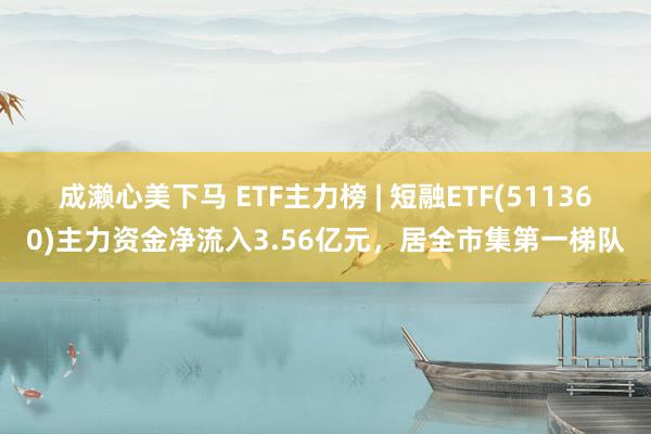 成濑心美下马 ETF主力榜 | 短融ETF(511360)主力资金净流入3.56亿元，居全市集第一梯队