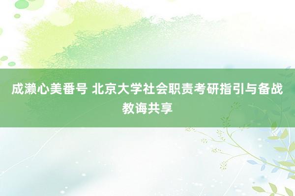 成濑心美番号 北京大学社会职责考研指引与备战教诲共享