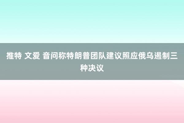 推特 文爱 音问称特朗普团队建议照应俄乌遏制三种决议