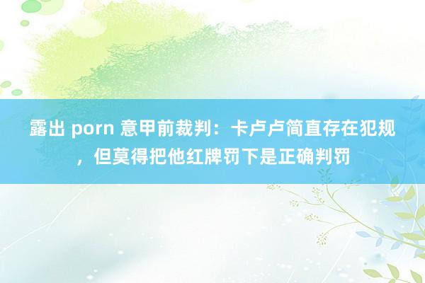 露出 porn 意甲前裁判：卡卢卢简直存在犯规，但莫得把他红牌罚下是正确判罚