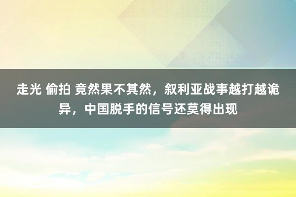 走光 偷拍 竟然果不其然，叙利亚战事越打越诡异，中国脱手的信号还莫得出现