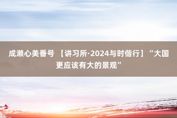 成濑心美番号 【讲习所·2024与时偕行】“大国更应该有大的景观”