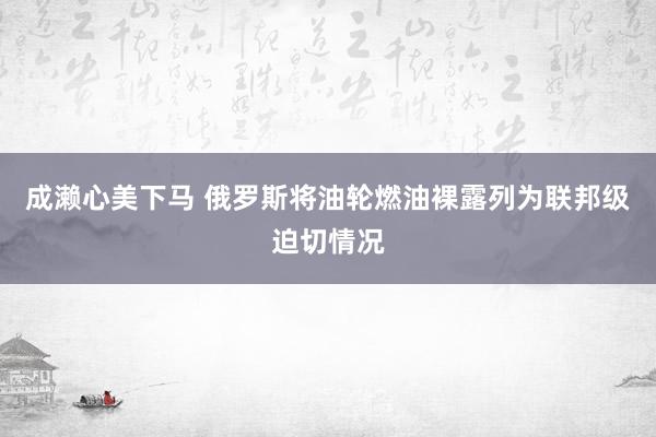 成濑心美下马 俄罗斯将油轮燃油裸露列为联邦级迫切情况