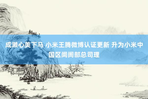 成濑心美下马 小米王腾微博认证更新 升为小米中国区阛阓部总司理