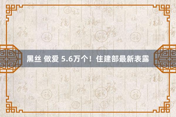 黑丝 做爱 5.6万个！住建部最新表露