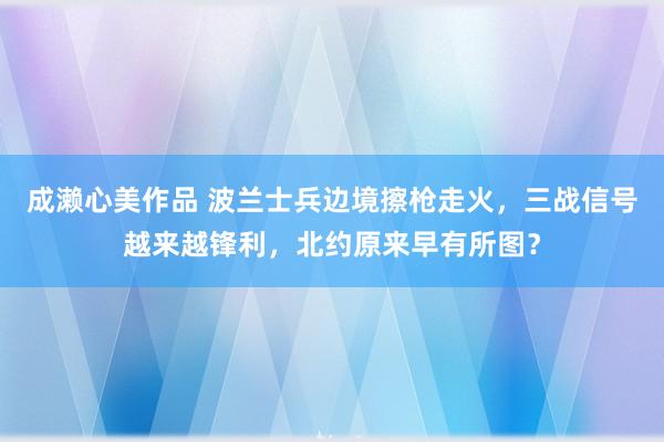 成濑心美作品 波兰士兵边境擦枪走火，三战信号越来越锋利，北约原来早有所图？