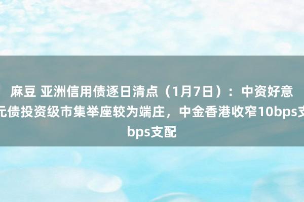 麻豆 亚洲信用债逐日清点（1月7日）：中资好意思元债投资级市集举座较为端庄，中金香港收窄10bps支配