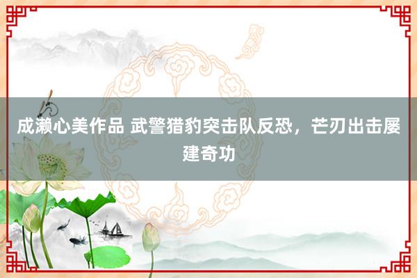 成濑心美作品 武警猎豹突击队反恐，芒刃出击屡建奇功