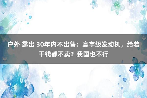 户外 露出 30年内不出售：寰宇级发动机，给若干钱都不卖？我国也不行